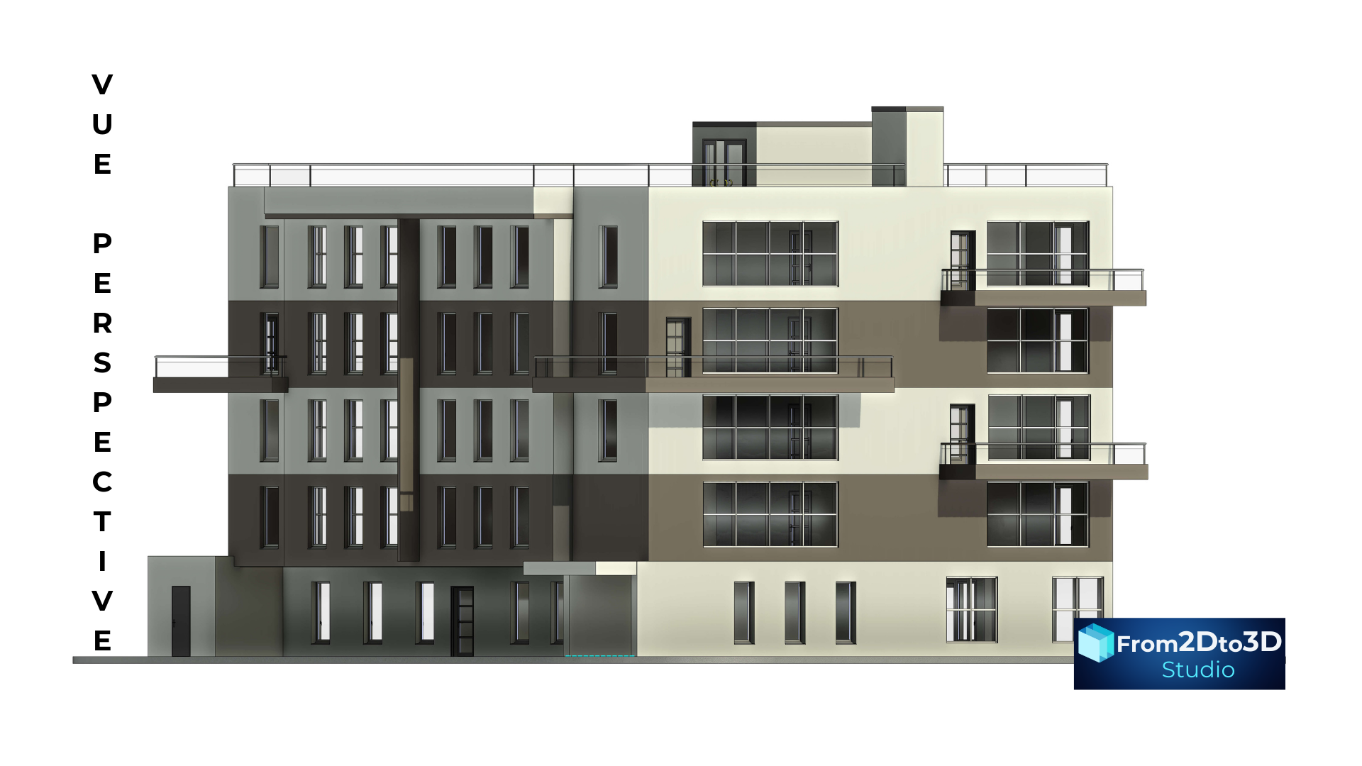 Modélisation 3D BIM – vue axonométrique immeuble de bureaux