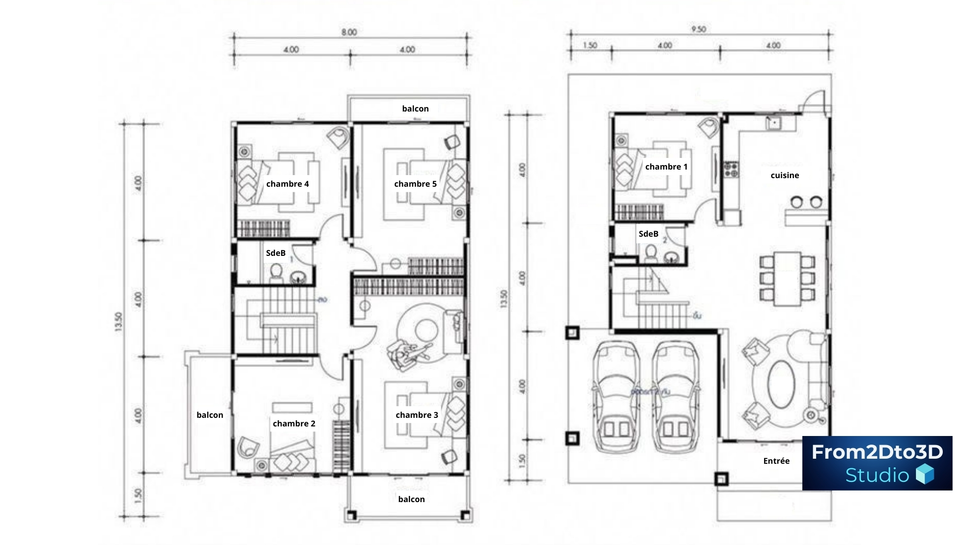 Plan 2D Villa caraibes