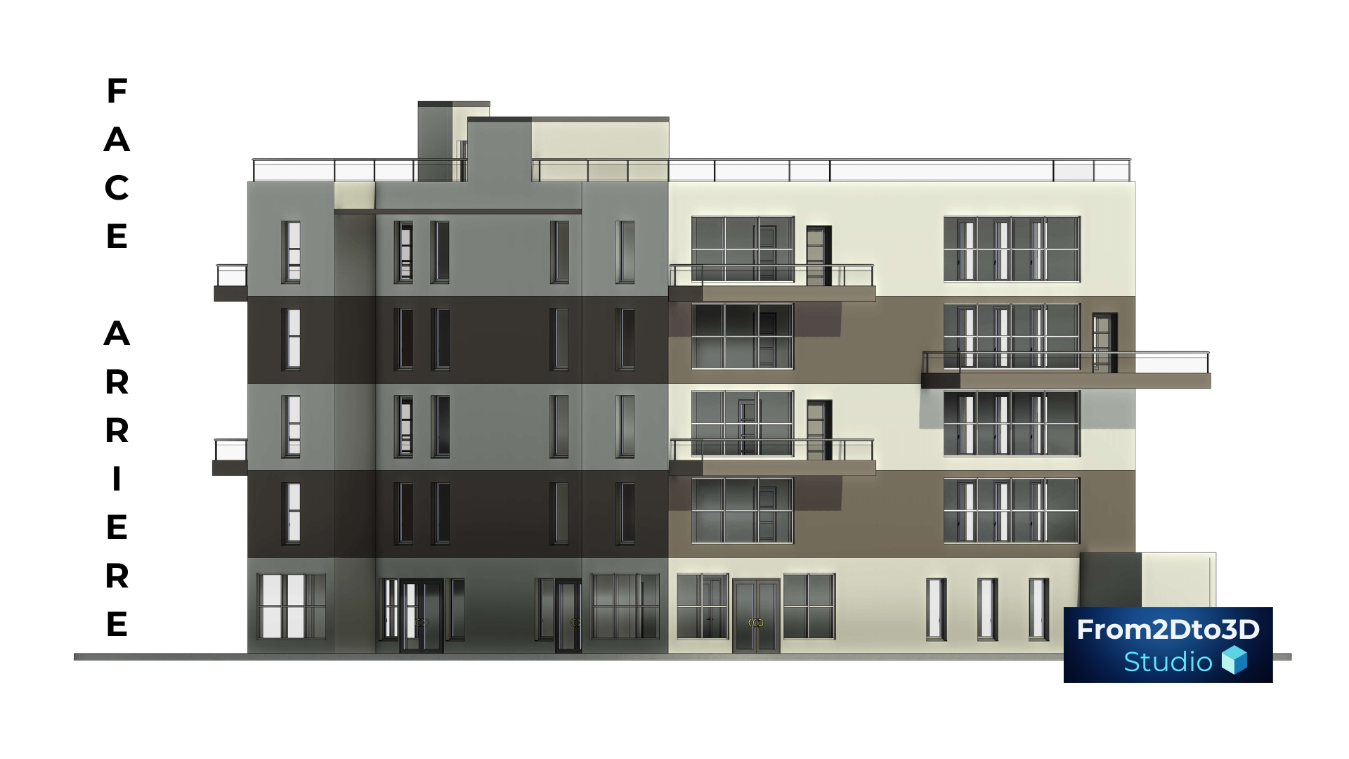 Vue arrière immeuble de bureaux
