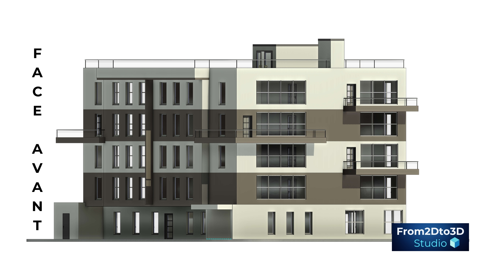 Vue avant immeuble de bureaux